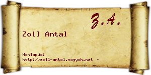 Zoll Antal névjegykártya